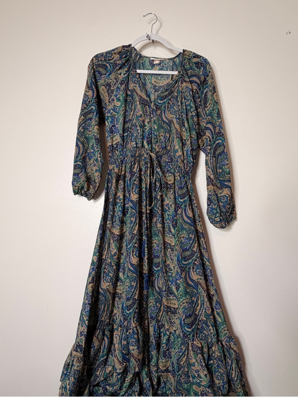 Anthropologie Paisley Maxi Dress in Blue and Green